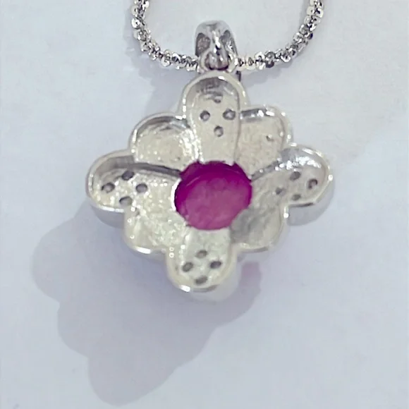 1.5ct Genuine Star Ruby 14KGP Necklace - Picture 4 of 6